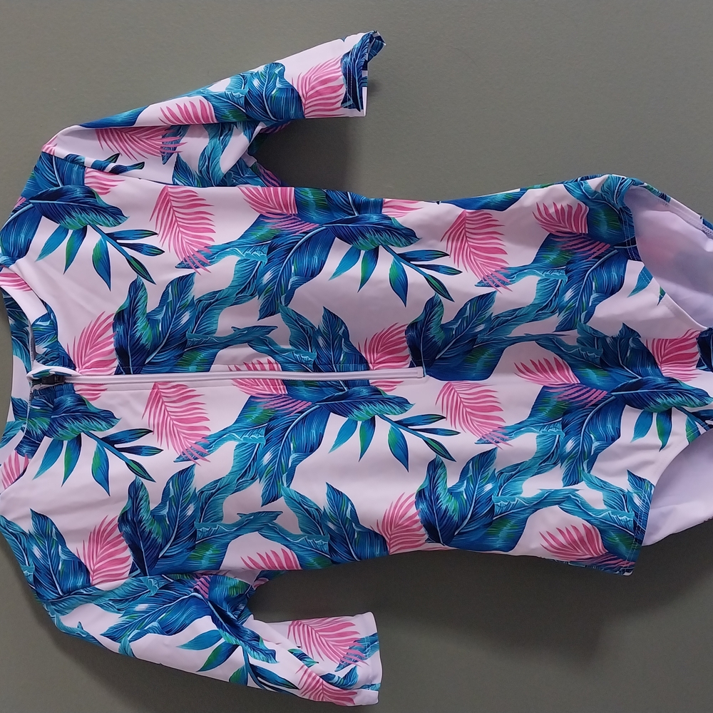 Blue and Pink Tropical One Piece Swimsuit***bundle Of 2